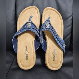 Minnetonka Blue Sandals with Silver Accents